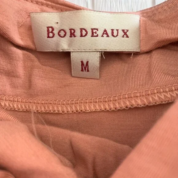 Bordeaux Halter Neck Dress With Oversize Ties At Waist Pale Pink Jersey Sz Med - Picture 2 of 5